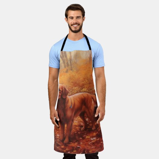 Tablier Setter rouge irlandais à l'automne Feuilles automn (Porté)