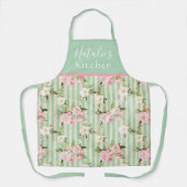 Tablier Shabby Chic Green White Stripes et Floral (Recto)