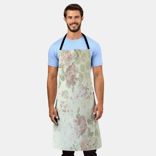 Tablier Shabby Chic Rose Floral (Porté)