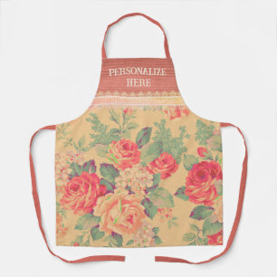 Tablier Shabby Chic Rose Vintage Personnalisé