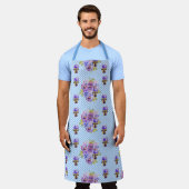 Tablier Shabby Flower Blue En vichy floral Cuisine Apron (Porté)