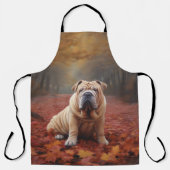 Tablier Shar Pei dans l'automne Feuilles automne Inspire (Recto)
