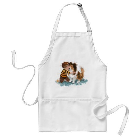 Tablier Sheltie and Boy Dog Hug (Devant)