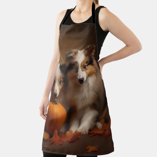 Tablier Shetland Sheepdog Chiot Chiot Automne Citrouille d (Insitu)