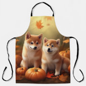 Tablier Shiba Inu Chiot Automne Citrouille de plaisir (Recto)