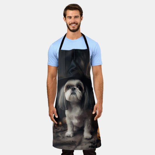 Tablier Shih Tzu Citrouilles Halloween effrayant (Porté)