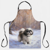 Tablier Shih Tzu Laisse Neige Noël (Recto)