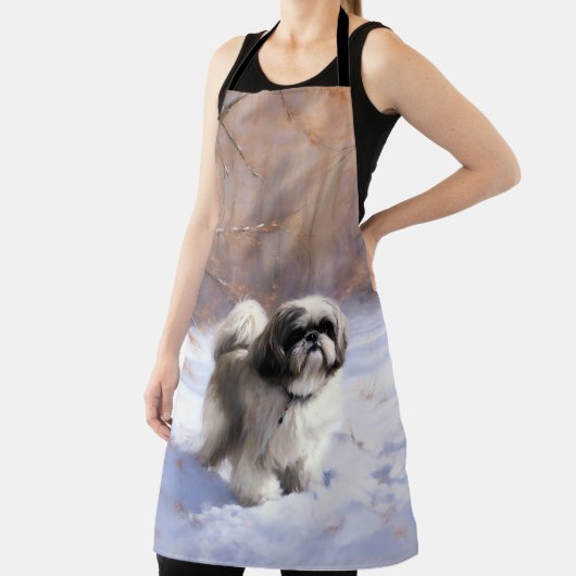 Tablier Shih Tzu Laisse Neige Noël (Insitu)