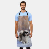 Tablier Shih Tzu Laisse Neige Noël (Porté)