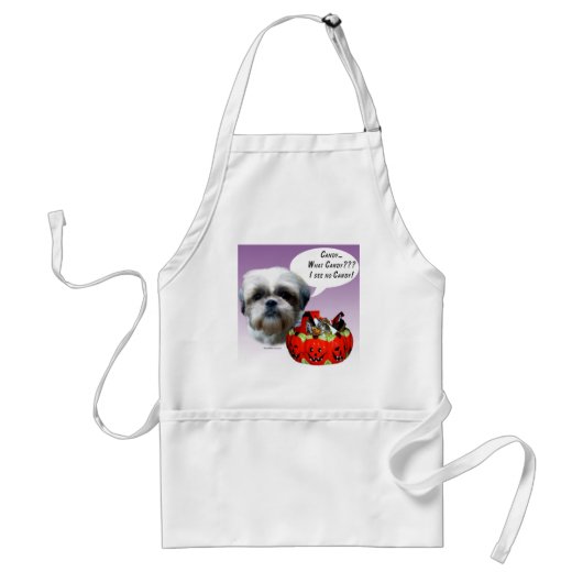Tablier Shih Tzu (naturel) Halloween Candy (Devant)