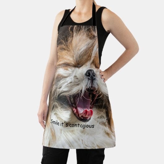 Tablier Shih tzu yawning laughing smile text customize (Insitu)