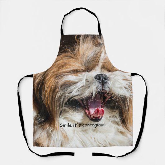 Tablier Shih tzu yawning laughing smile text customize (Recto)