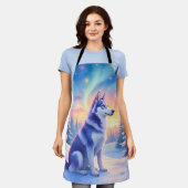 Tablier Siberian Husky Northern Lights Christmas Winter (Porté)