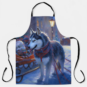 Tablier Siberian Husky Saison de Noël festive