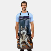 Tablier Sibérie Husky Citrouille Halloween effrayant (Porté)