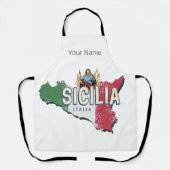 Tablier Sicile Drapeau Italie Carte Rétro Souvenir Vintage (Recto)