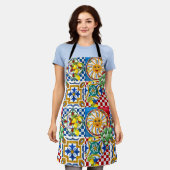 Tablier Sicilien, majolica, tuiles, citrons (Porté)