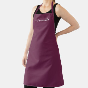 Tablier Signature Féminine Bourgogne et Blanc