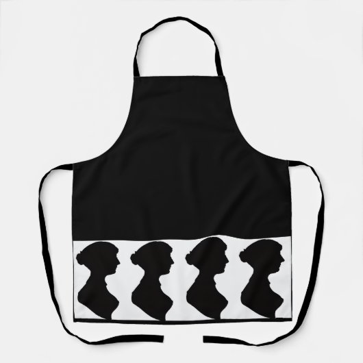 Tablier Silhouette de Jane Austen sur fond noir (Recto)