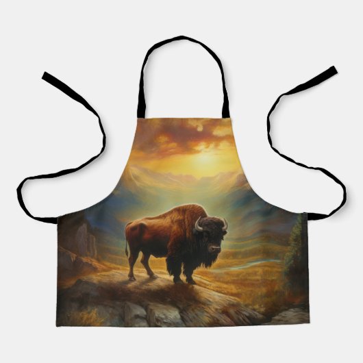 Tablier Silhouette du coucher de soleil de bison de buffle (Recto)