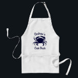 Tablier Silhouette personnalisée de crabe bleu foncé<br><div class="desc">Créez une silhouette personnalisée bleu foncé pour le cuisinier. L'image présente un crabe bleu foncé contre blanc. Si vous avez besoin de plus de place pour le texte, vous pouvez réduire la taille du graphique.</div>