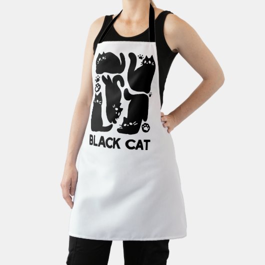 Tablier Silhouettes de chat noir - Design Feline mignon (Insitu)