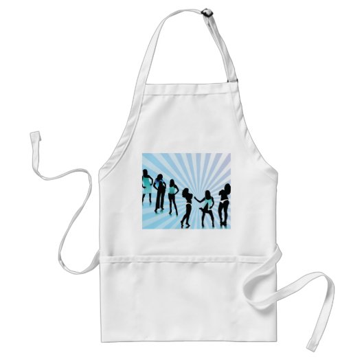 Tablier Silhouettes de femmes élégantes mode bleu sarcelle (Devant)