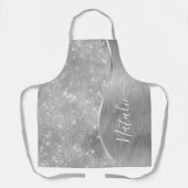 Tablier Silver Glitter Glam Bling Personalized (Recto)