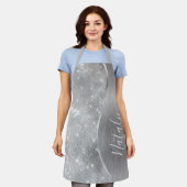 Tablier Silver Glitter Glam Bling Personalized (Porté)