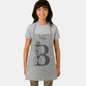 Tablier Silver Peony Elegant Monogramme Initial B Nom (Insitu)