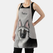 Tablier Silver Sable Allemand Berger Tête De Chien Et Nom (Insitu)