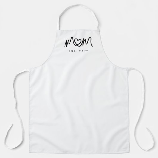 Tablier Simple cœur de script noir Maman établie (Recto)
