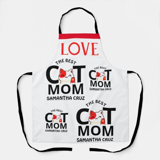 Tablier Simple Elegant Heureuse Sainte-Valentin Chat Maman (Recto)