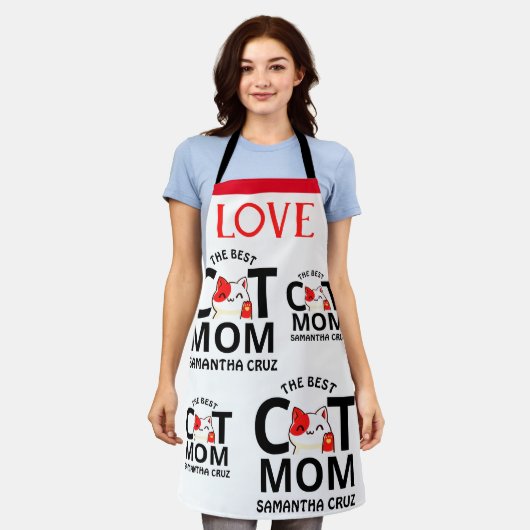 Tablier Simple Elegant Heureuse Sainte-Valentin Chat Maman (Porté)