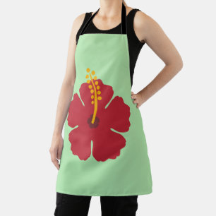 Tablier Simple fleur d'hibiscus rouge dessin animé mignon