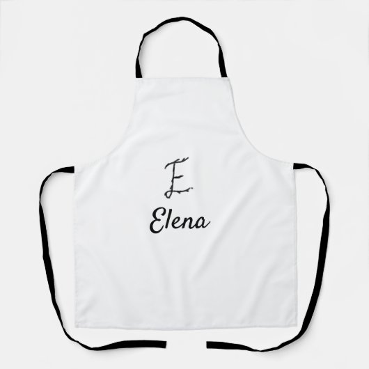Tablier Simple lettrage monogramme noir minimal E ajouter (Recto)