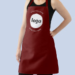 Tablier Simple Logo Texte Professionnel Promo Bourgogne<br><div class="desc">Ajoutez votre propre logo et le choix du texte à cette conception. Supprimez le texte supérieur ou inférieur si vous préférez. Minimaliste et professionnel. Idéal pour l'image de marque uniforme des employés,  ou comme produit promotionnel pour vos clients et clients.</div>