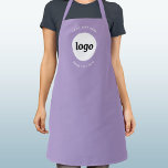 Tablier Simple Logo Texte Professionnel Promotionnel Lilac<br><div class="desc">Ajoutez votre propre logo et le choix de texte à ce design d'entreprise pastel lilas. Supprimez le texte supérieur ou inférieur si vous préférez. Minimaliste et professionnel. Idéal pour l'image de marque uniforme des employés,  ou comme produit promotionnel pour vos clients et clients.</div>