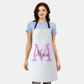 Tablier simple minimal ajouter nom monogramme rose rouge (Porté)