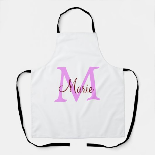 Tablier simple minimal ajouter nom monogramme rose rouge (Recto)