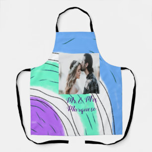 Tablier simple minimum add your name Phoblue green purp