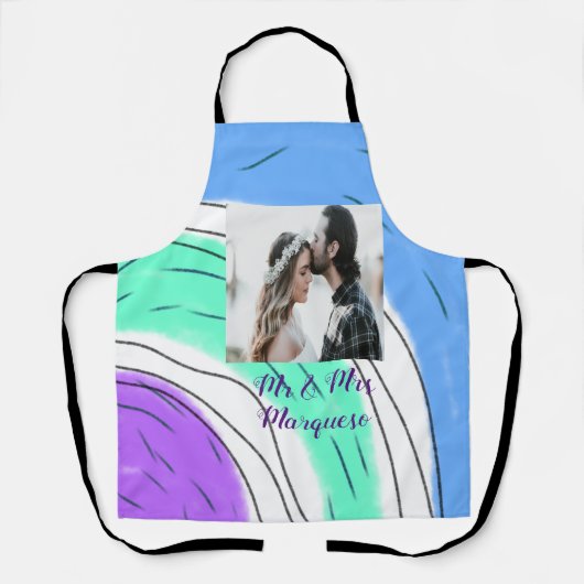 Tablier simple minimum add your name Phoblue green purp (Recto)