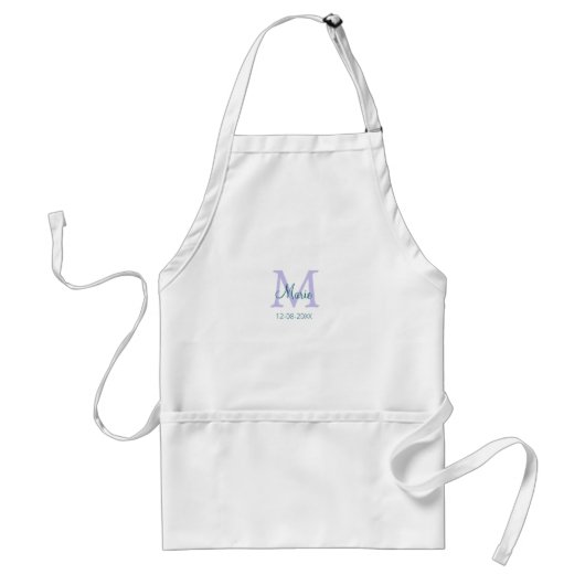 Tablier simple minimum ajouter nom monogramme violet vert (Devant)