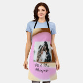 Tablier simple minimum ajouter votre nom photo rose jaune  (Porté)