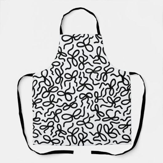 Tablier Simple Modern Elegant Black and White Bow Pattern (Recto)