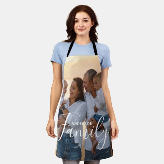 Tablier Simple Modern Photo Template Custom Family Name (Porté)