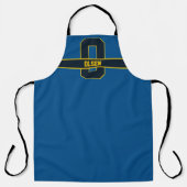 Tablier Simple moderne bleu jaune personnalisé Monogramme (Recto)