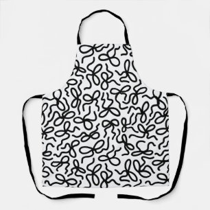 Tablier Simple Moderne Élégant Motif Noir et Blanc à Ruban