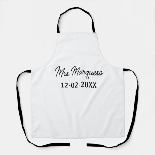 Tablier simple monogramme minimal Mme M. nom date année Th (Recto)
