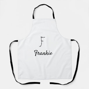 Tablier Simple monogramme noir minimaliste lettre F ajoute